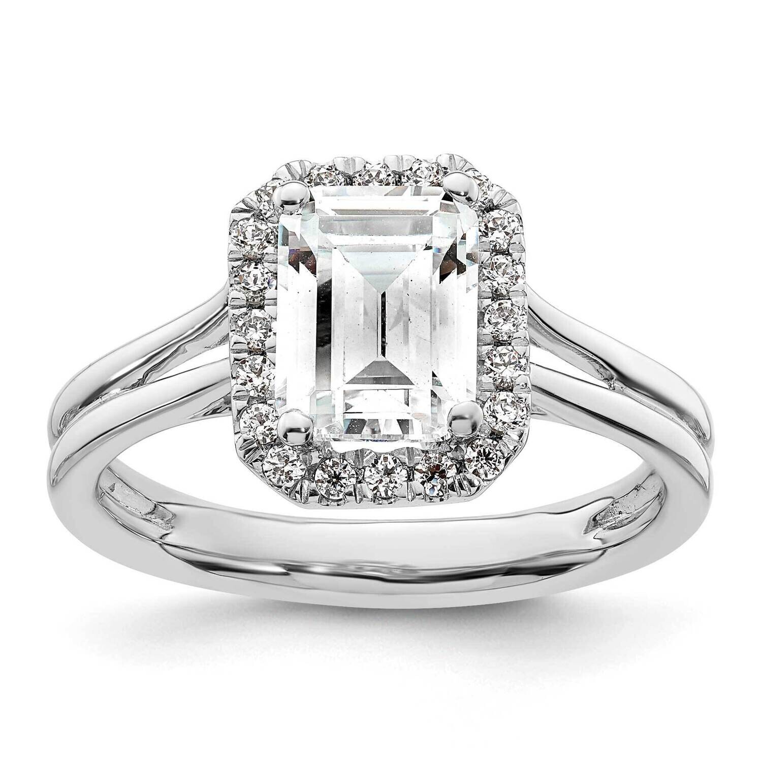 Halo Holds 1.5 Carat 7.7X5.8mm Emerald-Cut Center 1/5 Carat Diamond Semi-Mount Split Shank Engageme…