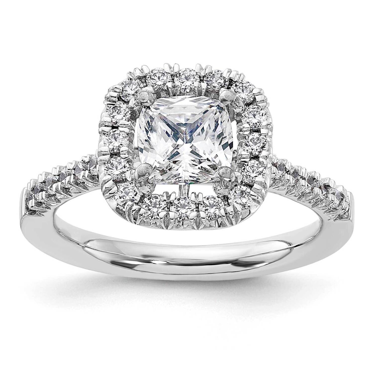 Halo Holds 1 Carat 5.9mm Cushion Center 3/8 Carat Diamond Semi-Mount Engagement Ring 14k White Gold…