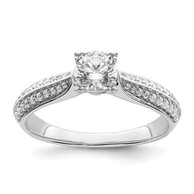 Holds 1/2 Carat 5.2mm Round Center 1/5 Carat Diamond Semi-Mount Engagement Ring 14k White Gold RM78…