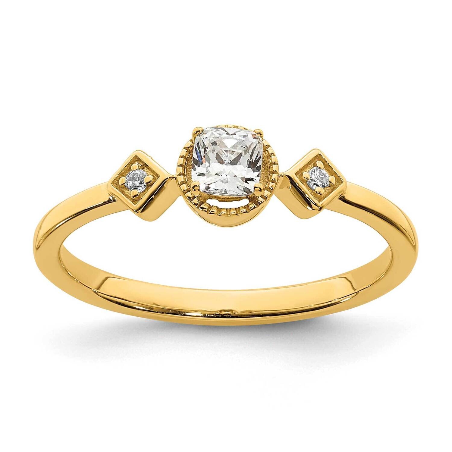 Beaded Edge Petite 3-Stone 1/4 Carat Cushion Diamond Complete Promise/Engagement Ring 14k Gold RM77…