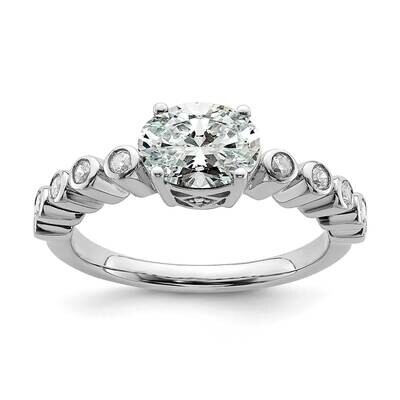 East West Holds 1 Carat 8.00X6.1mm Oval Center 1/5 Carat Diamond Semi-Mount Engagement Ring 14k Whi…