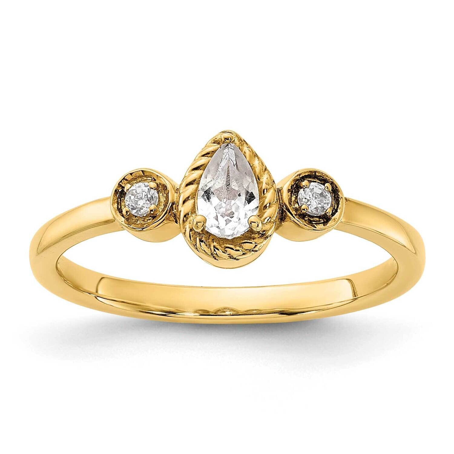 Rope Edge Petite 3-Stone 1/4 Carat Pear Diamond Complete Promise/Engagement Ring 14k Gold RM7783E-0…