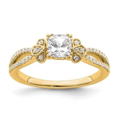 Split Shank Holds 1/2 Carat 4.9mm Cushion Center 1/6 Carat Diamond Semi-Mount Engagement Ring 14k G…