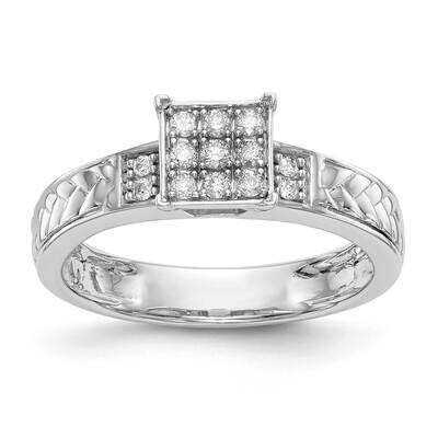 Square Cluster 1/6 Carat Diamond Trio Complete Engagement Ring 10k White Gold RM3162E-017-0WAA, MPN…
