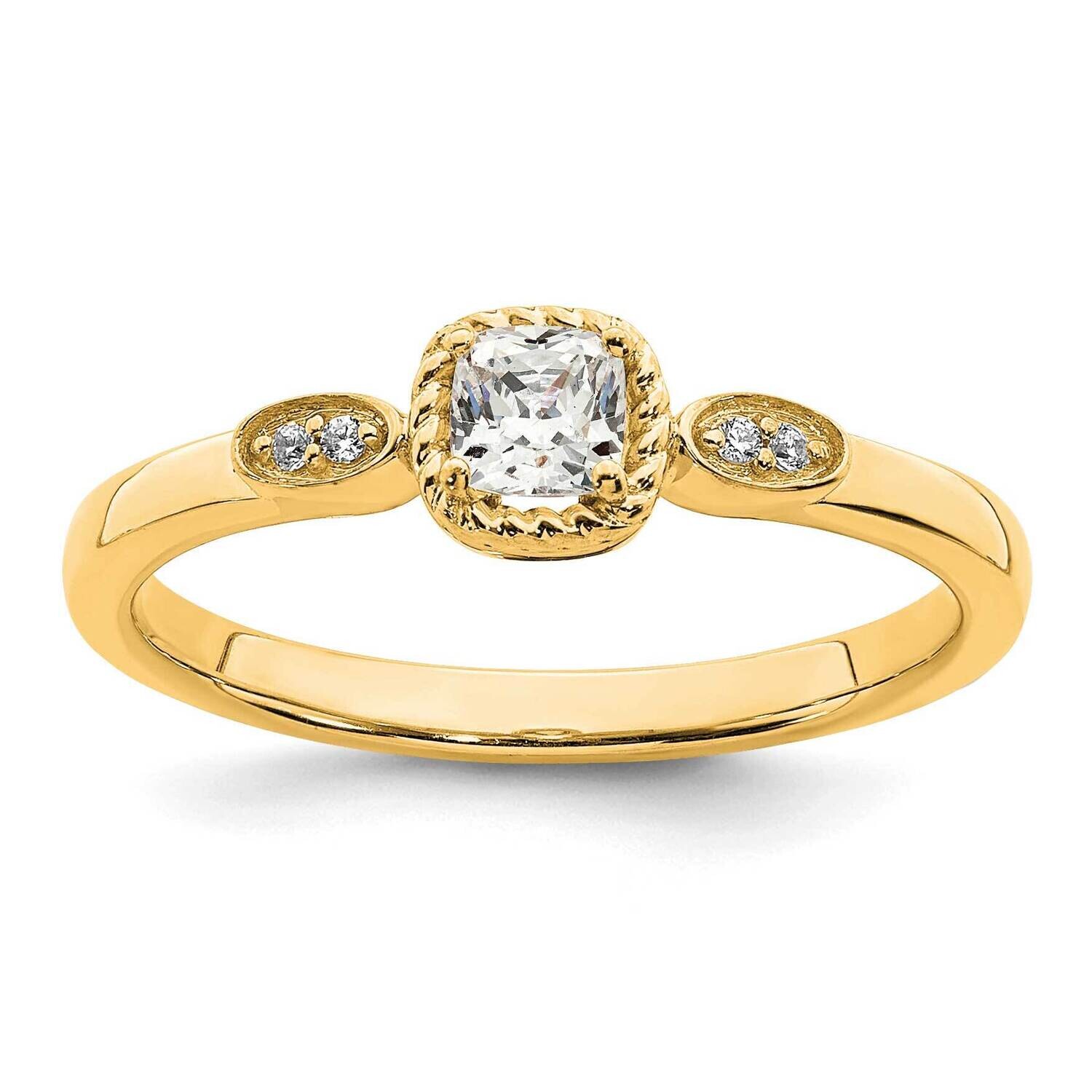 Rope Edge Petite 1/4 Carat Cushion-Cut Diamond Complete Promise/Engagement Ring 14k Gold RM7786E-02…