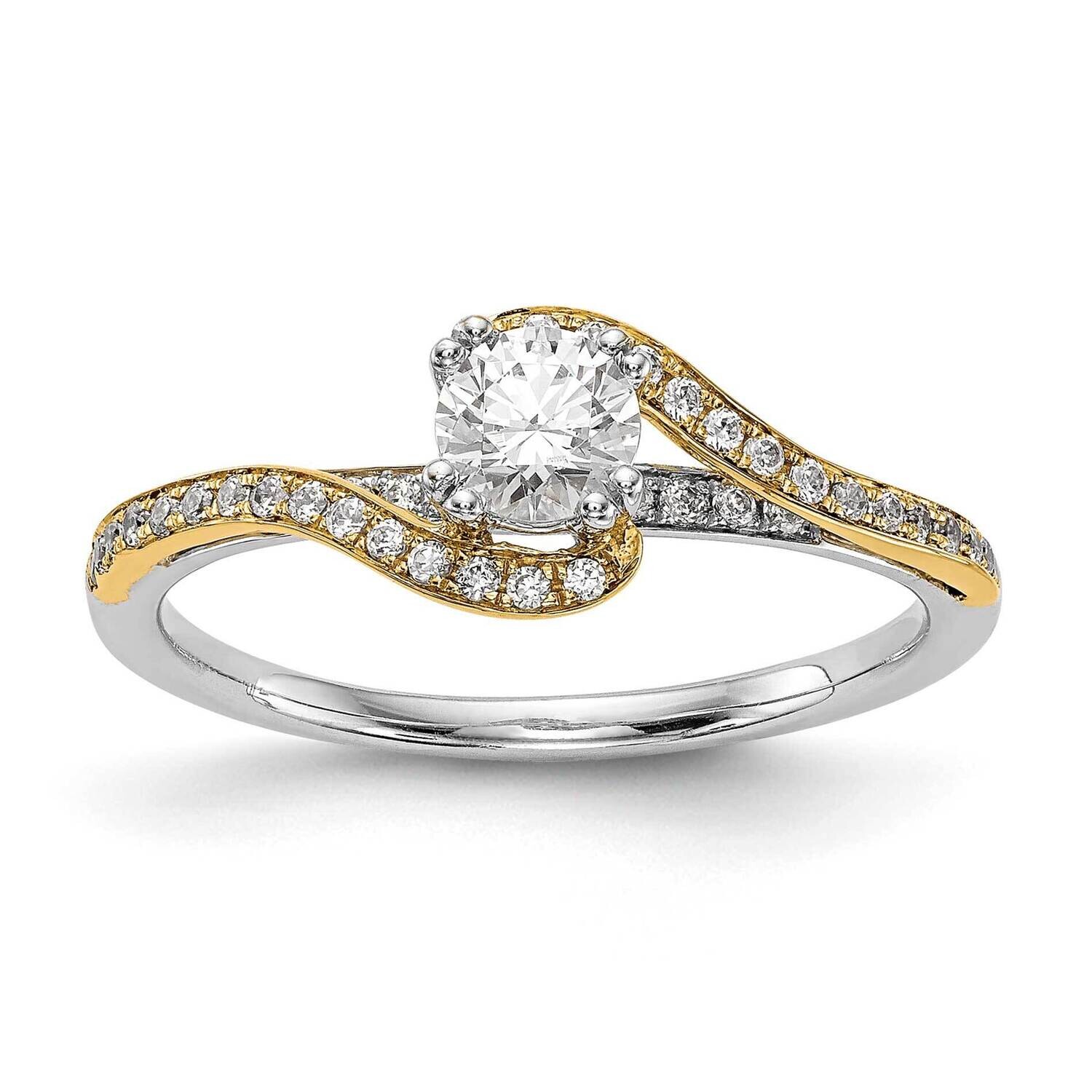 By-Pass Holds 1/3 Carat 4.5mm Round Center 1/6 Carat Diamond Semi-Mount Engagement Ring 14k Two-Tone Gold RM2409E-033-YWAA