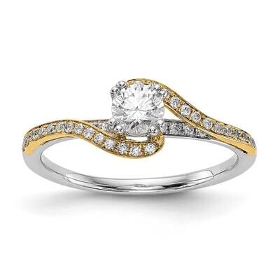 By-Pass Holds 1/3 Carat 4.5mm Round Center 1/6 Carat Diamond Semi-Mount Engagement Ring 14k Two-Ton…