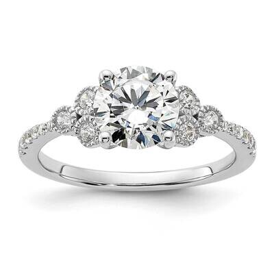 Holds 1.5 Carat 7.5mm Round Center 1/4 Carat Diamond Semi-Mount Engagement Ring 14k White Gold RM78…