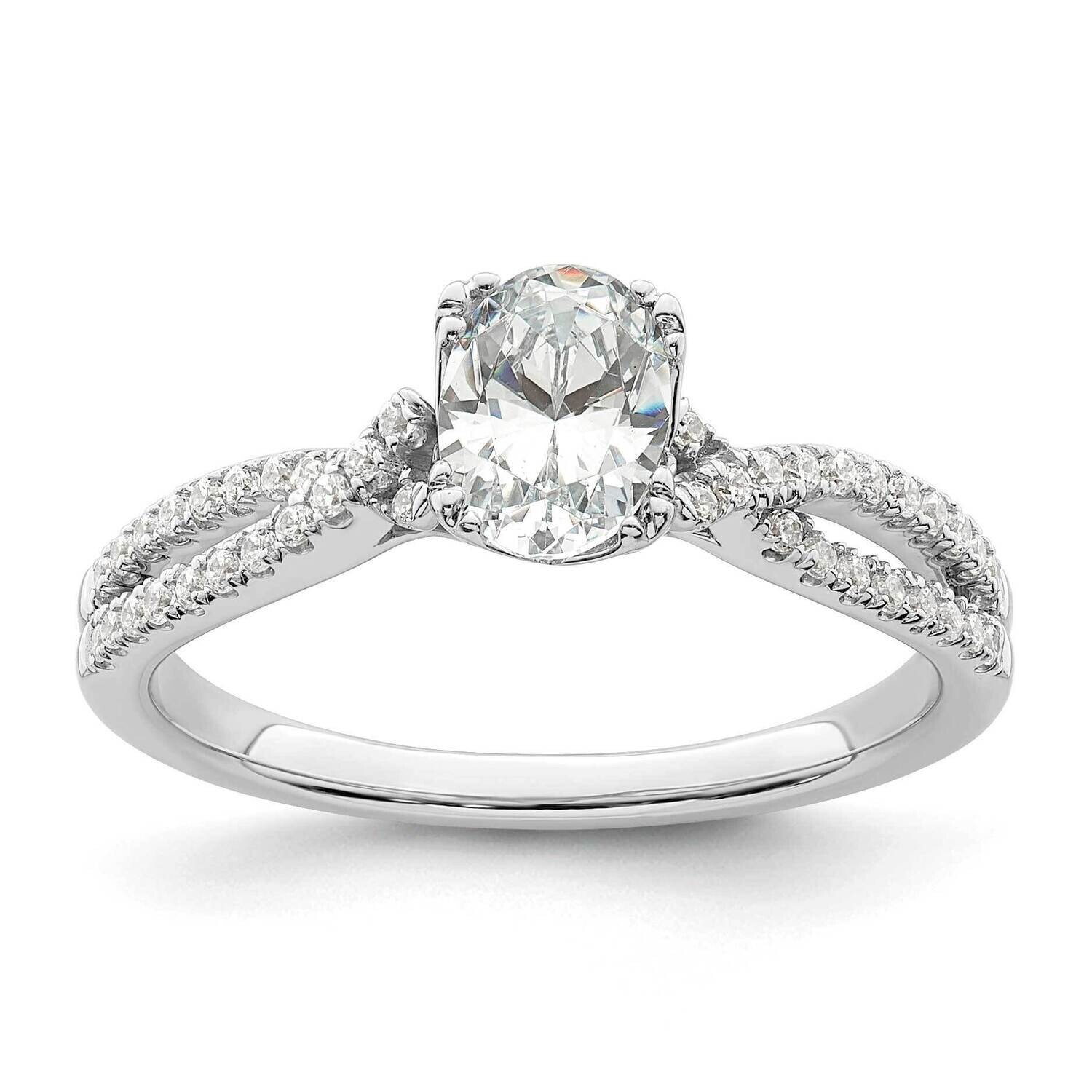 Criss-Cross Holds 3/4 Carat 7.1X5.4mm Oval Center 1/5 Carat Diamond Semi-Mount Engagement Ring 14k …