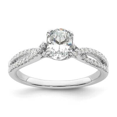 Criss-Cross Holds 3/4 Carat 7.1X5.4mm Oval Center 1/5 Carat Diamond Semi-Mount Engagement Ring 14k …
