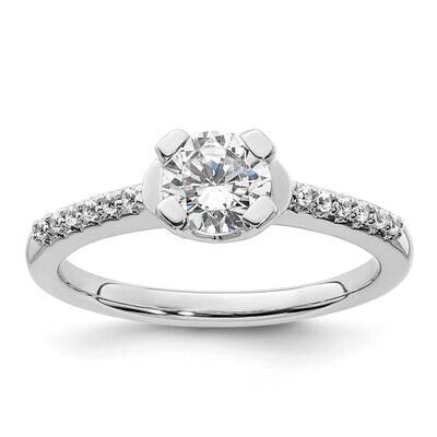 Holds 3/4 Carat 5.80mm Round Center 1/10 Carat Diamond Semi-Mount Engagement Ring 14k White Gold RM…