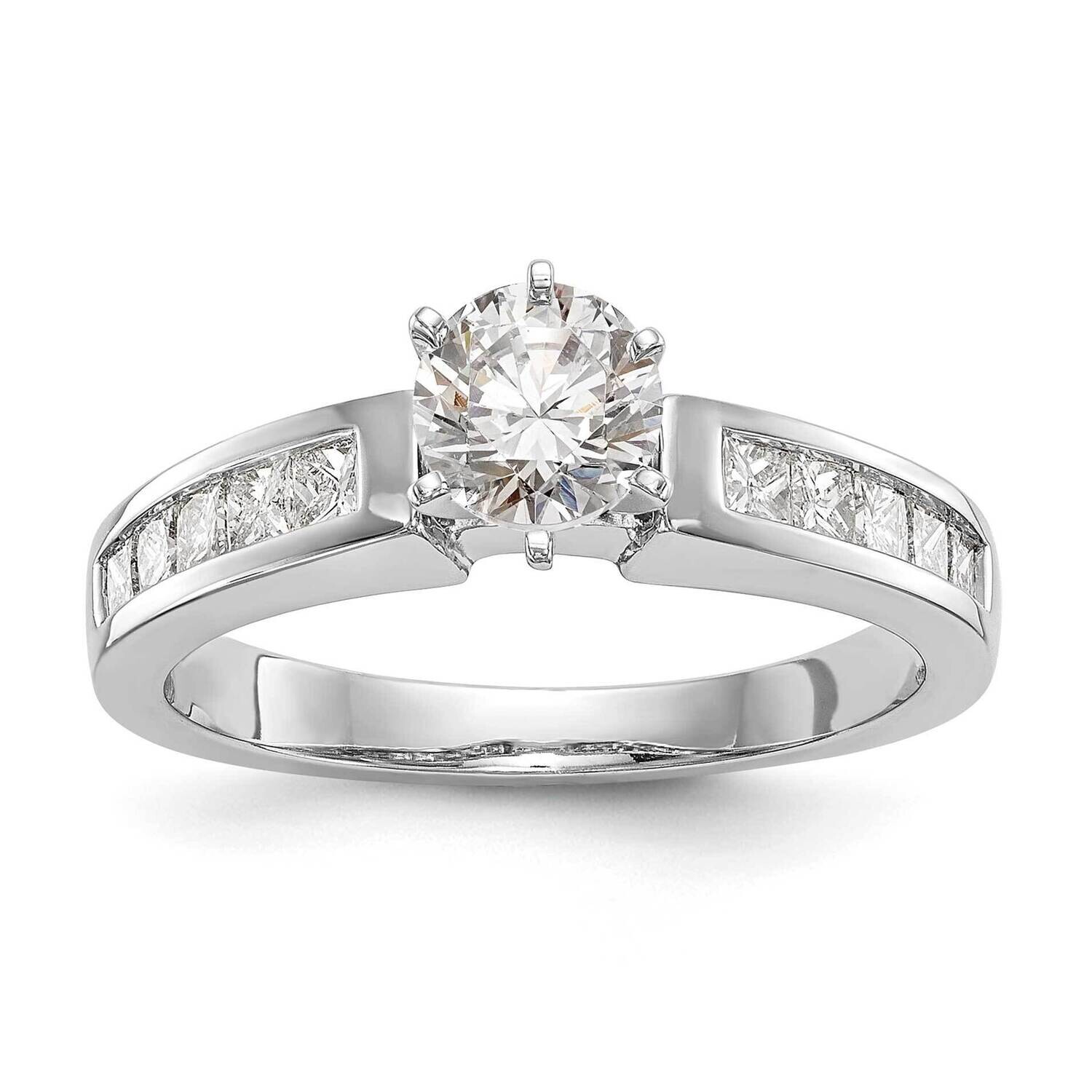 Peg Set 1/3 Carat Channel-Set Princess Diamond Semi-Mount Engagement Ring 14k White Gold RM2665E-04…