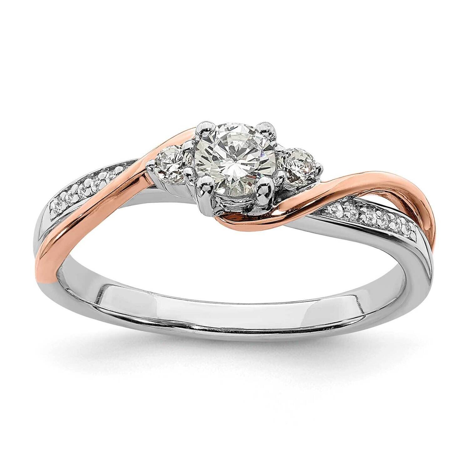Rose Gold Holds 1/4 Carat 4.1mm Round Center 1/8 Carat Diamond Semi-Mount Engagement Ring 10k White…