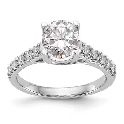 Holds 1.5 Carat 7.5mm Round Center 1/3 Carat Diamond Semi-Mount Engagement Ring 14k White Gold RM25…