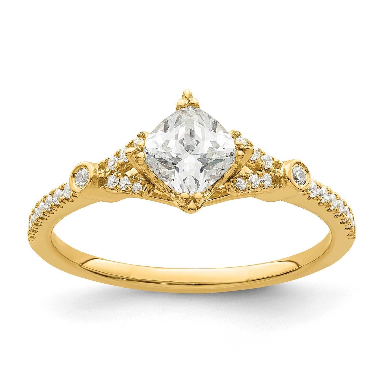 Holds 1/2 Carat 4.9mm Cushion Center 1/8 Carat Diamond Semi-Mount Engagement Ring 14k Gold RM7836E-…