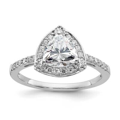 Halo Plus Holds 1 Carat 6.5mm Trillion Center 1/4 Carat Diamond Semi-Mount Engagement Ring 14k Whit…