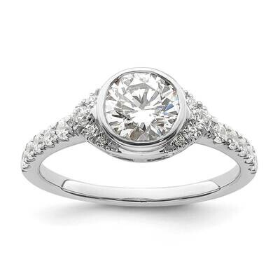 Halo Holds 1 Carat 6.5mm Round Center Bezel 3/8 Carat Diamond Semi-Mount Engagement Ring 14k White …