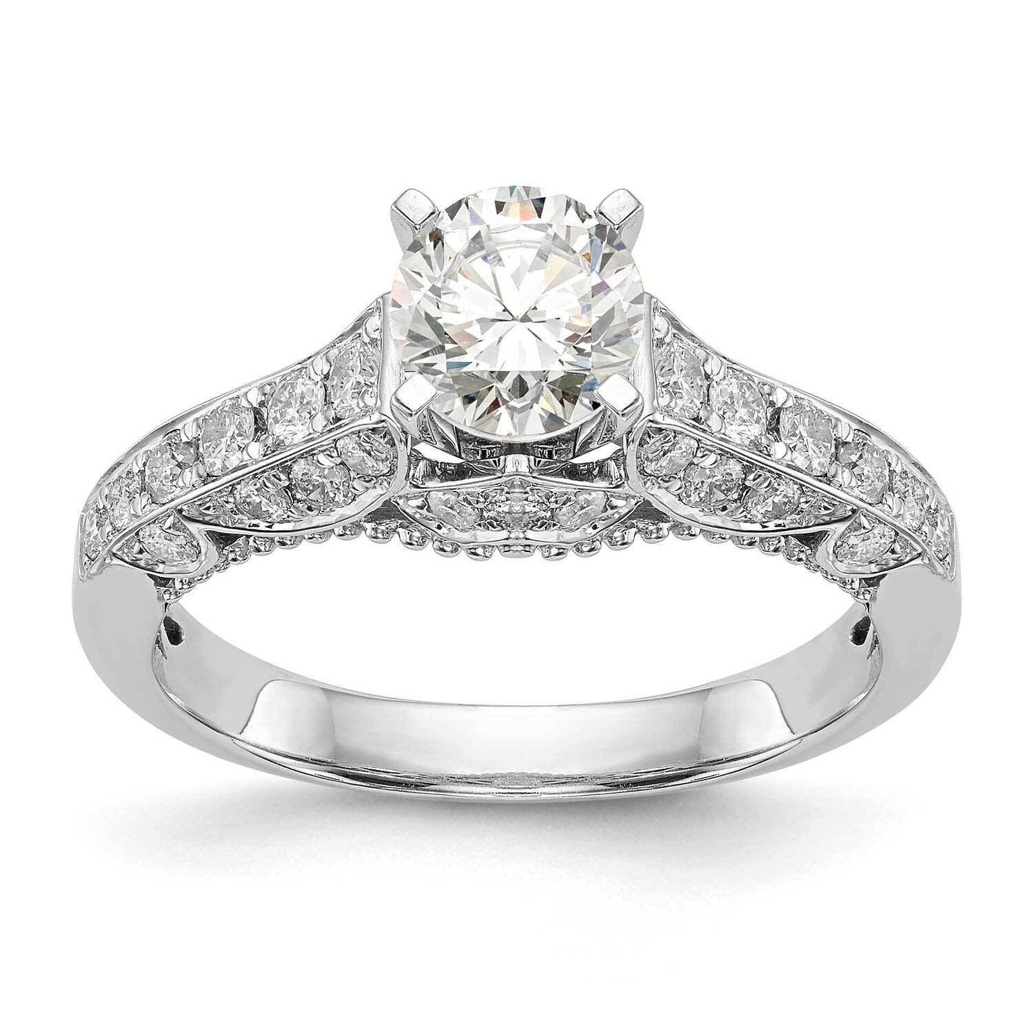 Peg Set 5/8 Carat Diamond Semi-Mount Engagement Ring 14k White Gold RM2852E-062-WAA