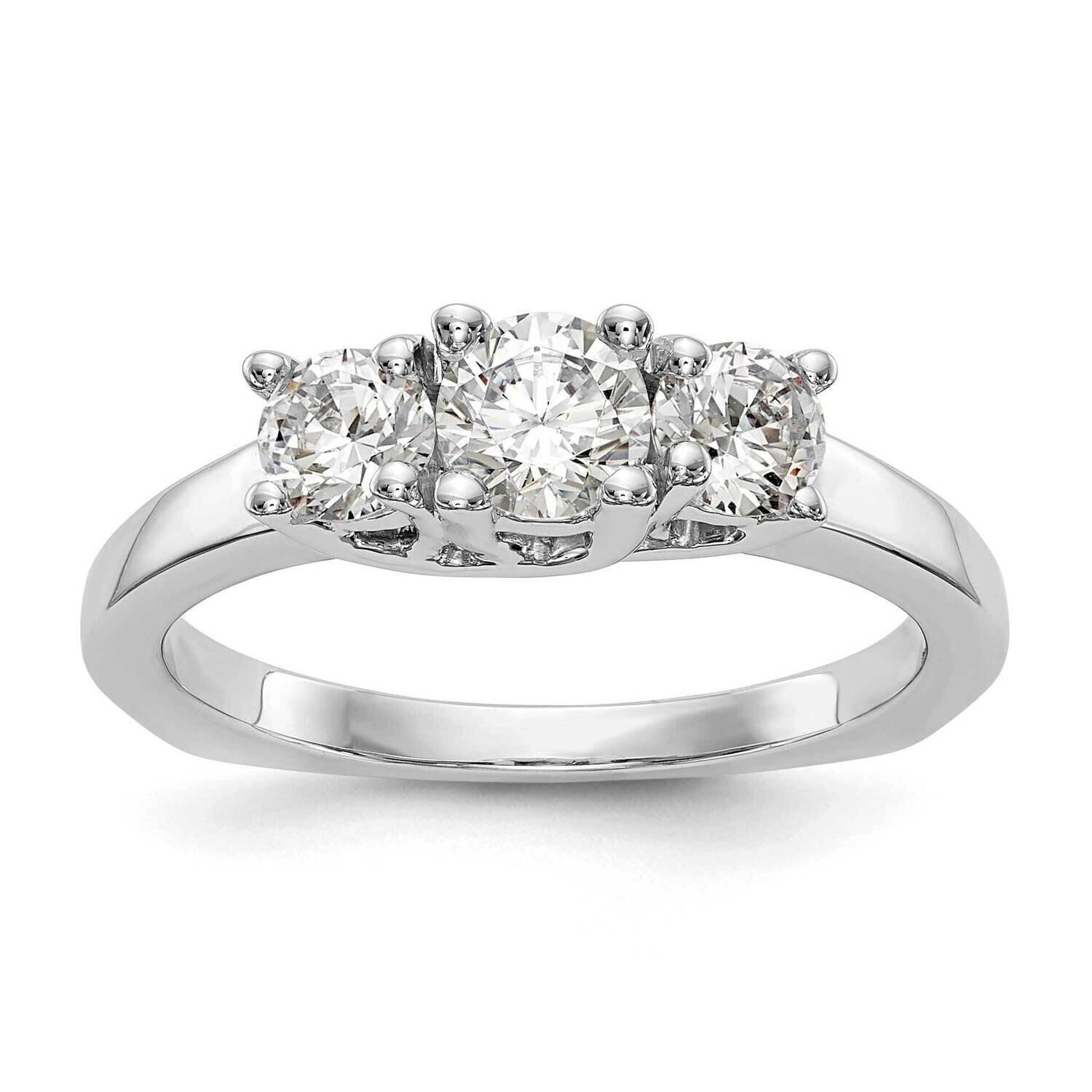 3-Stone Holds 1/2 Carat 4.7mm Round Center Includes 2-4.00mm Round Side Diamonds Semi-Mount Engagem…