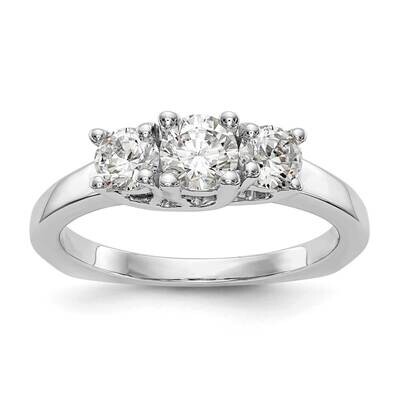 3-Stone Holds 1/2 Carat 4.7mm Round Center Includes 2-4.00mm Round Side Diamonds Semi-Mount Engagem…