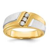 Ibgoodman Men&#39;s Polished Satin Grooved 3-Stone Ring Mounting 14k Two-Tone Gold B58008-4YW by IBGood…