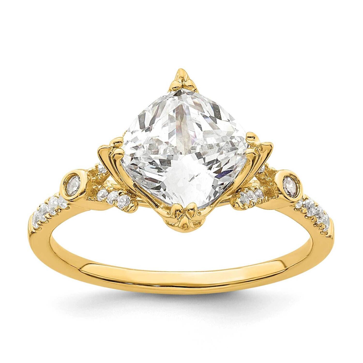 Holds 2 Carat 7.6mm Cushion Center 1/6 Carat Diamond Semi-Mount Engagement Ring 14k Gold RM7836E-20…