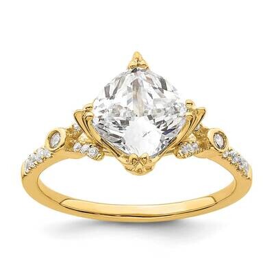 Holds 2 Carat 7.6mm Cushion Center 1/6 Carat Diamond Semi-Mount Engagement Ring 14k Gold RM7836E-20…