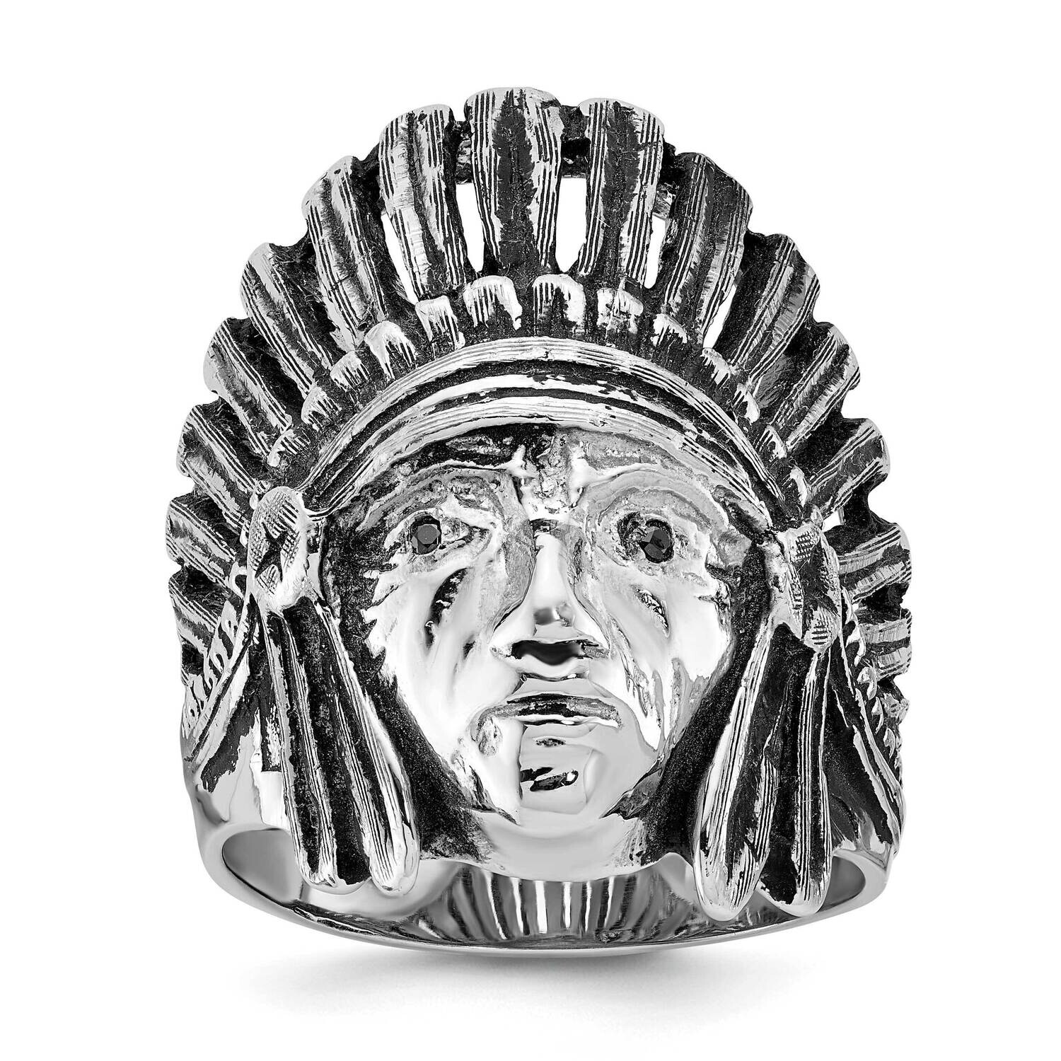 Ibgoodman Men&#39;s Antiqued Diamond Native Headdress Ring Mounting 14k White Gold B59318-4W