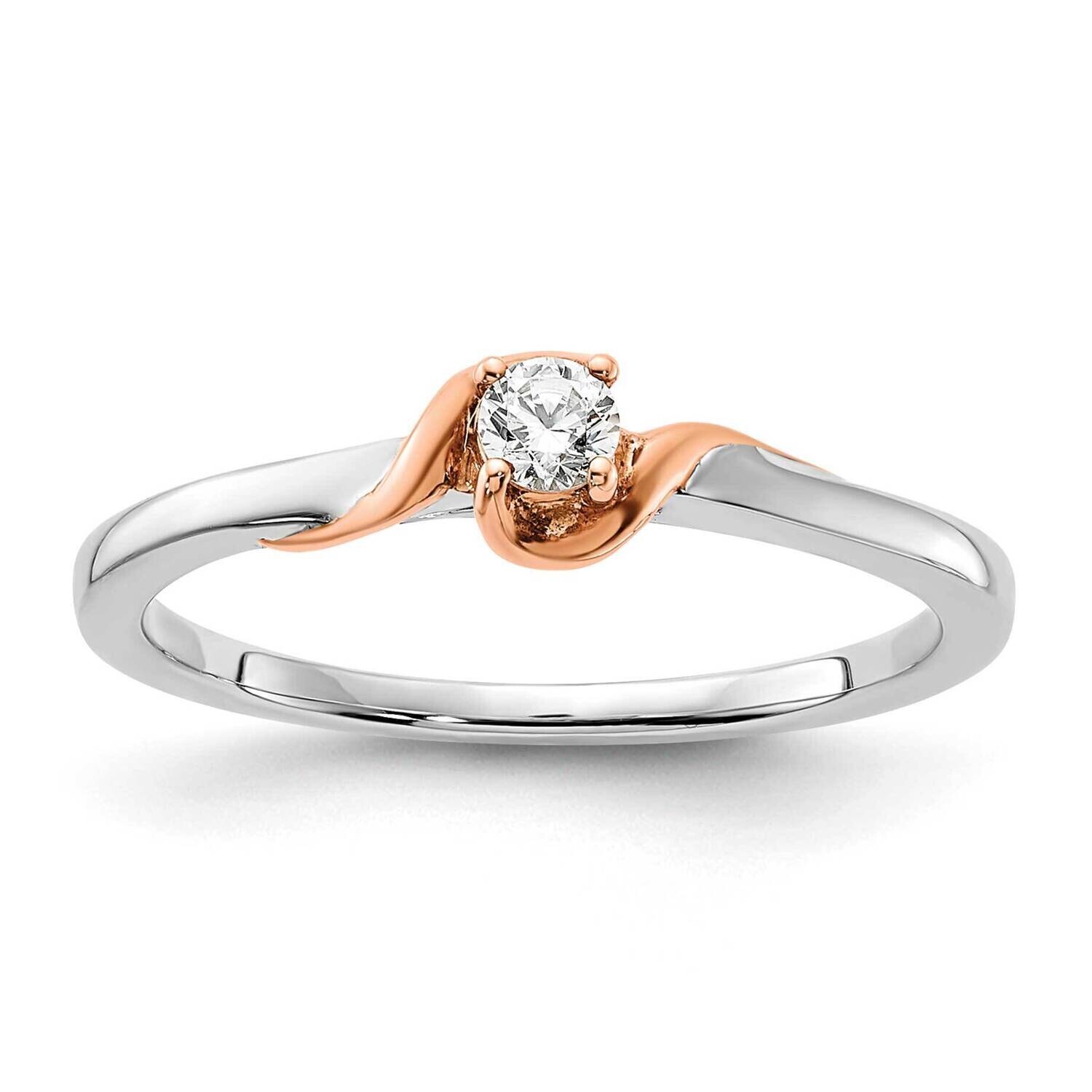 First Promise Rose Gold 1/10 Carat Round Diamond Complete Promise/Engagement Ring 14k White Gold RM…