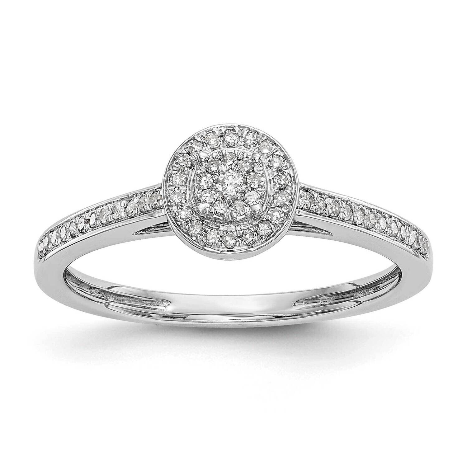 Halo Cluster 1/5 Carat Diamond Complete Engagement Ring 10k White Gold RM2388E-017-0WAA, MPN: RM238…