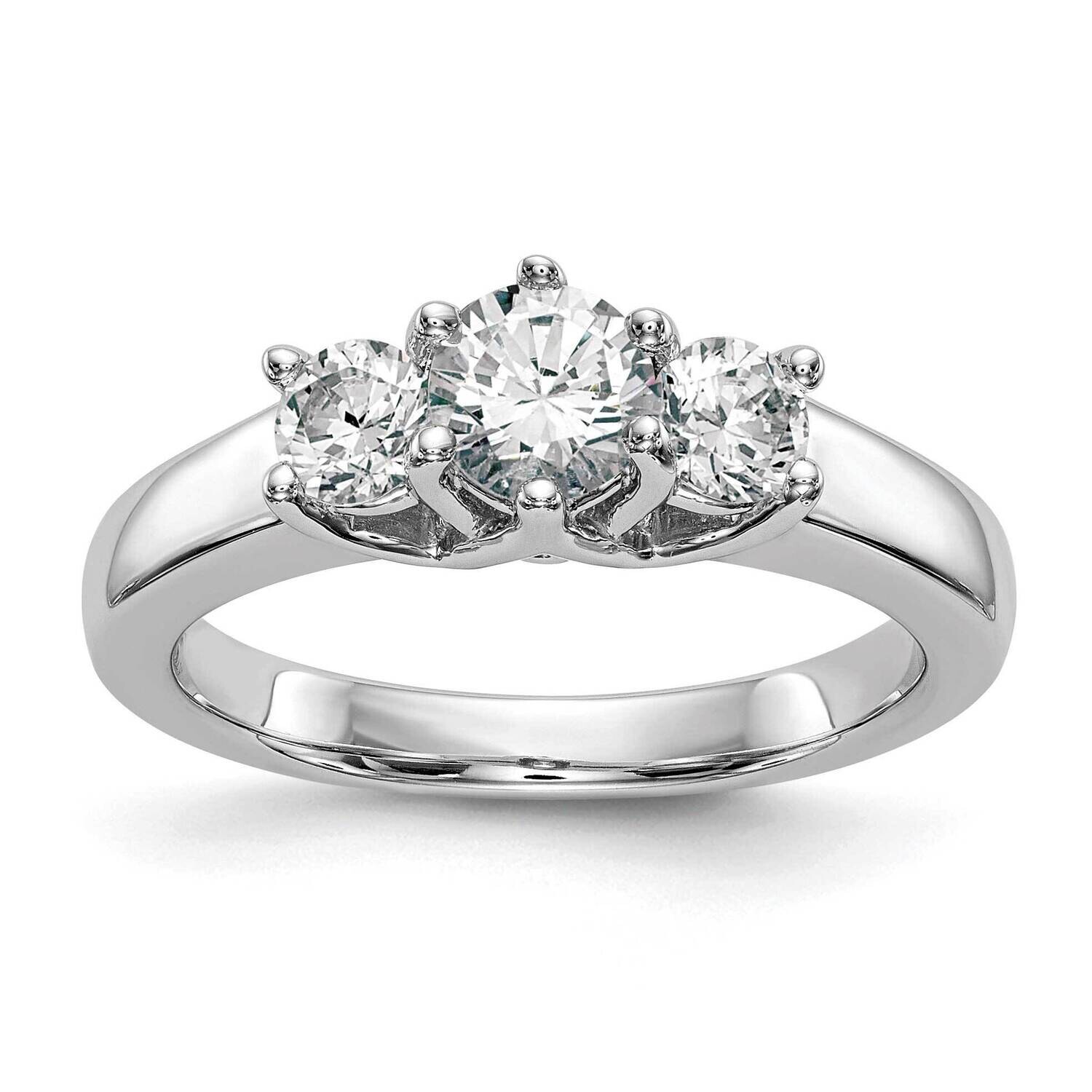 3-Stone Holds 1/2 Carat 5.2mm Round Center Includes 2-4.0mm Round Side Diamonds Semi-Mount Engageme…