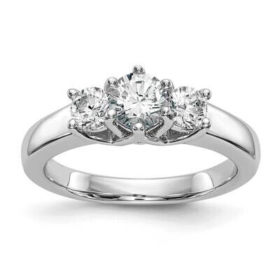 3-Stone Holds 1/2 Carat 5.2mm Round Center Includes 2-4.0mm Round Side Diamonds Semi-Mount Engageme…