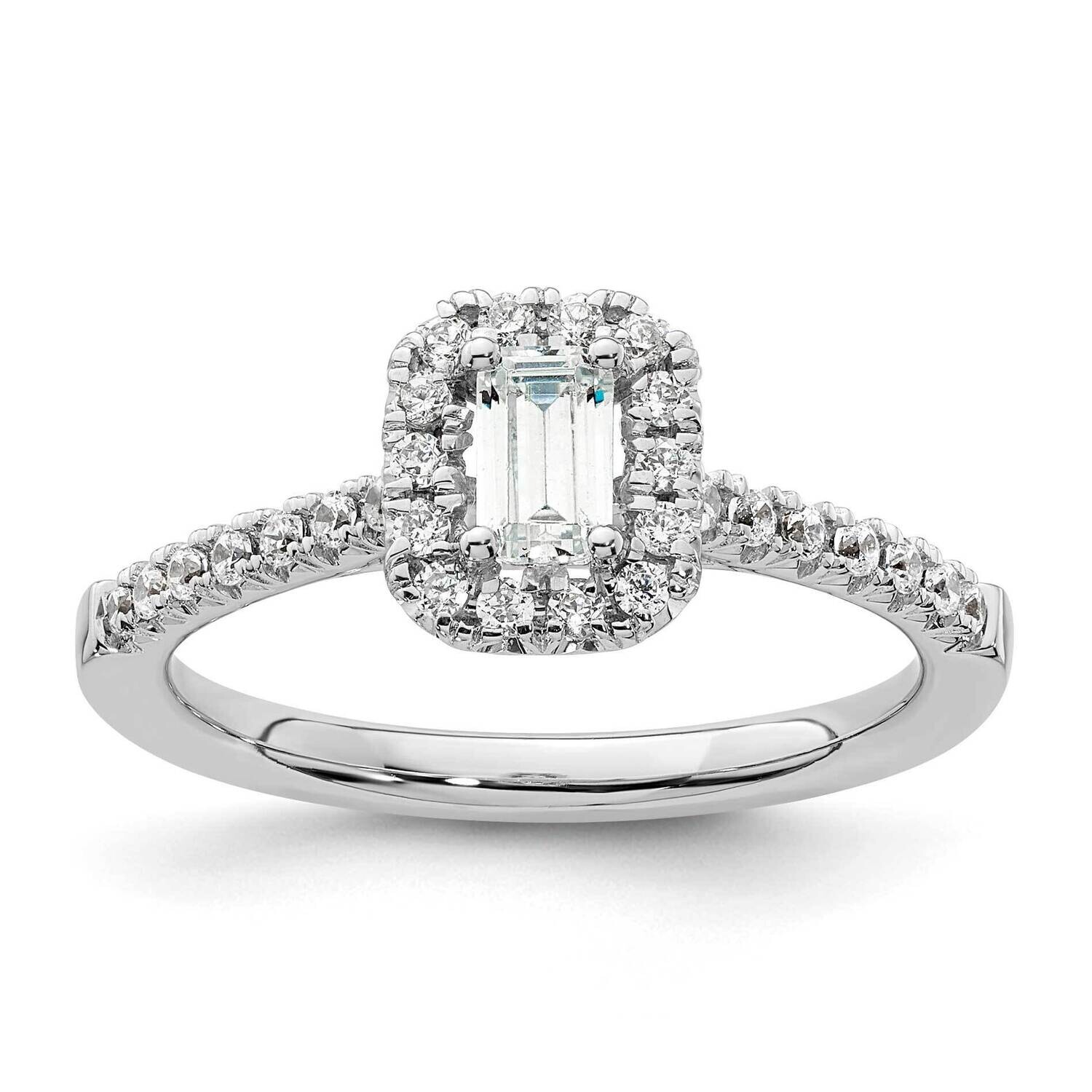 Halo Holds 1/3 Carat 4.8X3.45mm Emerald-Cut Center 1/4 Carat Diamond Semi-Mount Engagement Ring 14k…