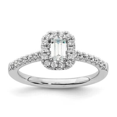 Halo Holds 1/3 Carat 4.8X3.45mm Emerald-Cut Center 1/4 Carat Diamond Semi-Mount Engagement Ring 14k…