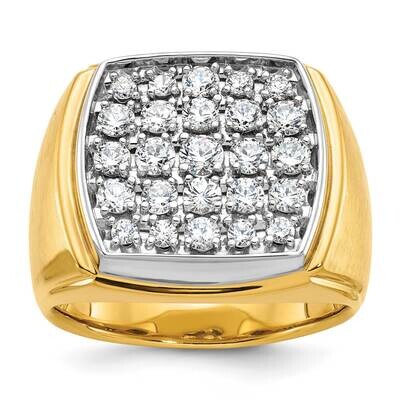 Ibgoodman Men&#39;s Polished Satin 1 5/8 Carat A Quality Diamond Cluster Ring 10k Two-Tone Gold B58828-…