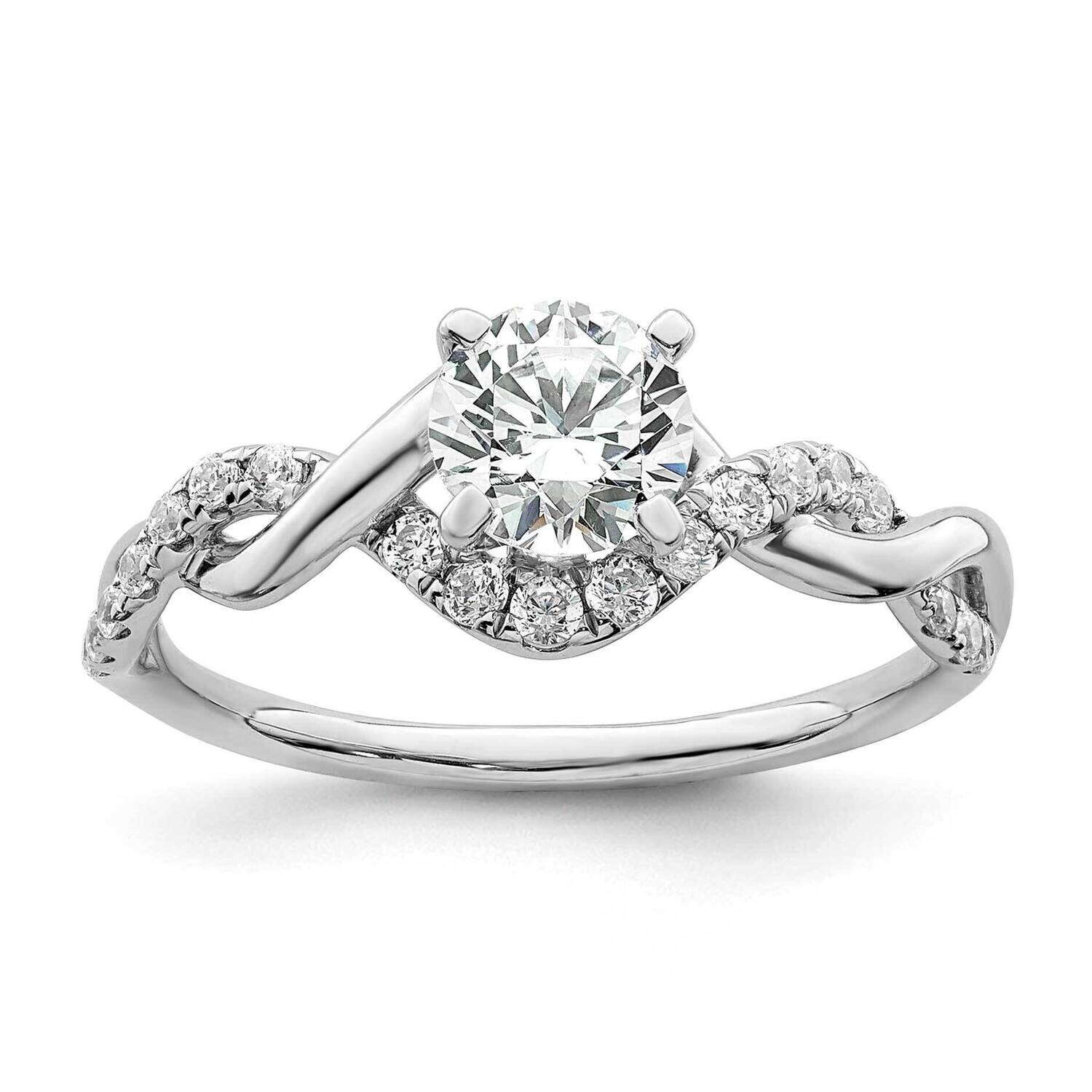 Twist Holds 5/8 Carat 5.8mm Round Center 1/4 Carat Diamond Semi-Mount Engagement Ring 14k White Gol…