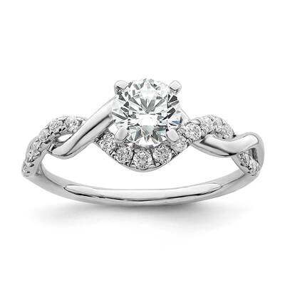 Twist Holds 5/8 Carat 5.8mm Round Center 1/4 Carat Diamond Semi-Mount Engagement Ring 14k White Gol…