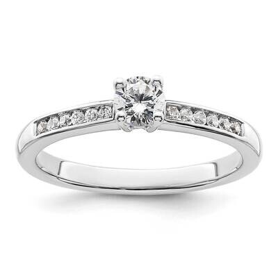 Holds 1/4 Carat 4.1mm Round Center 1/8 Carat Channel-Set Diamond Semi-Mount Engagement Ring 14k Whi…