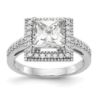 Halo Plus Holds 1 Carat 5.5mm Princess Center 1/3 Carat Diamond Semi-Mount Engagement Ring 14k Whit…