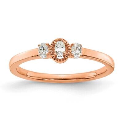 Beaded Edge Petite 3-Stone 1/8 Carat Oval Diamond Complete Promise/Engagement Ring 14k Rose Gold RM…