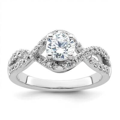 Criss-Cross Holds 3/4 Carat 5.8mm Round Center 3.8 Carat Diamond Semi-Mount Engagement Ring 14k Whi…