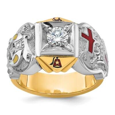 Ibgoodman Men&#39;s Polished Textured Multi-Color Enamel Diamond Knights Templar Masonic Shriner&#39;s Ring…