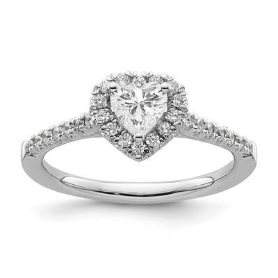 Halo Holds 1/2 Carat 5.2mm Heart Center 1/4 Carat Diamond Semi-Mount Engagement Ring 14k White Gold…