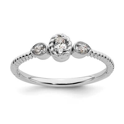 Roped BPetite 3-Stone 1/15 Carat Oval Diamond Complete Promise/Engagement Ring 14k White Gold RM779…