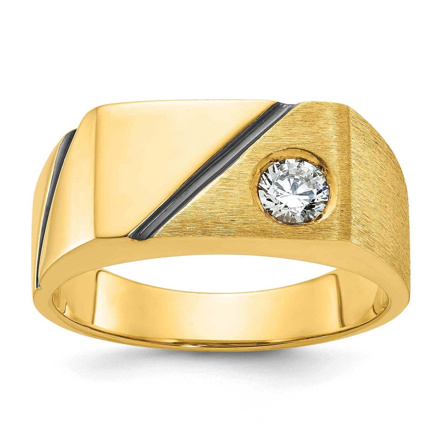 Ibgoodman Men&#39;s Black Rhodium Polished Satin Diamond Complete Ring 10k Gold B56625-0YA by IBGoodman…
