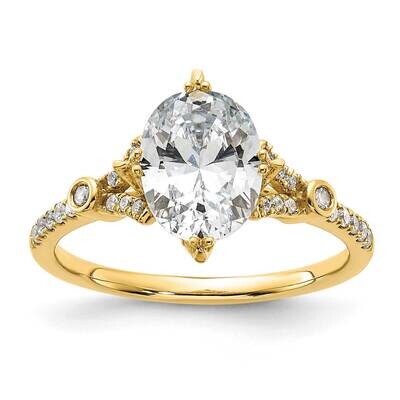 Holds 1.5 Carat 9.2X6.9mm Oval Center 1/6 Carat Diamond Semi-Mount Engagement Ring 14k Gold RM7835E…