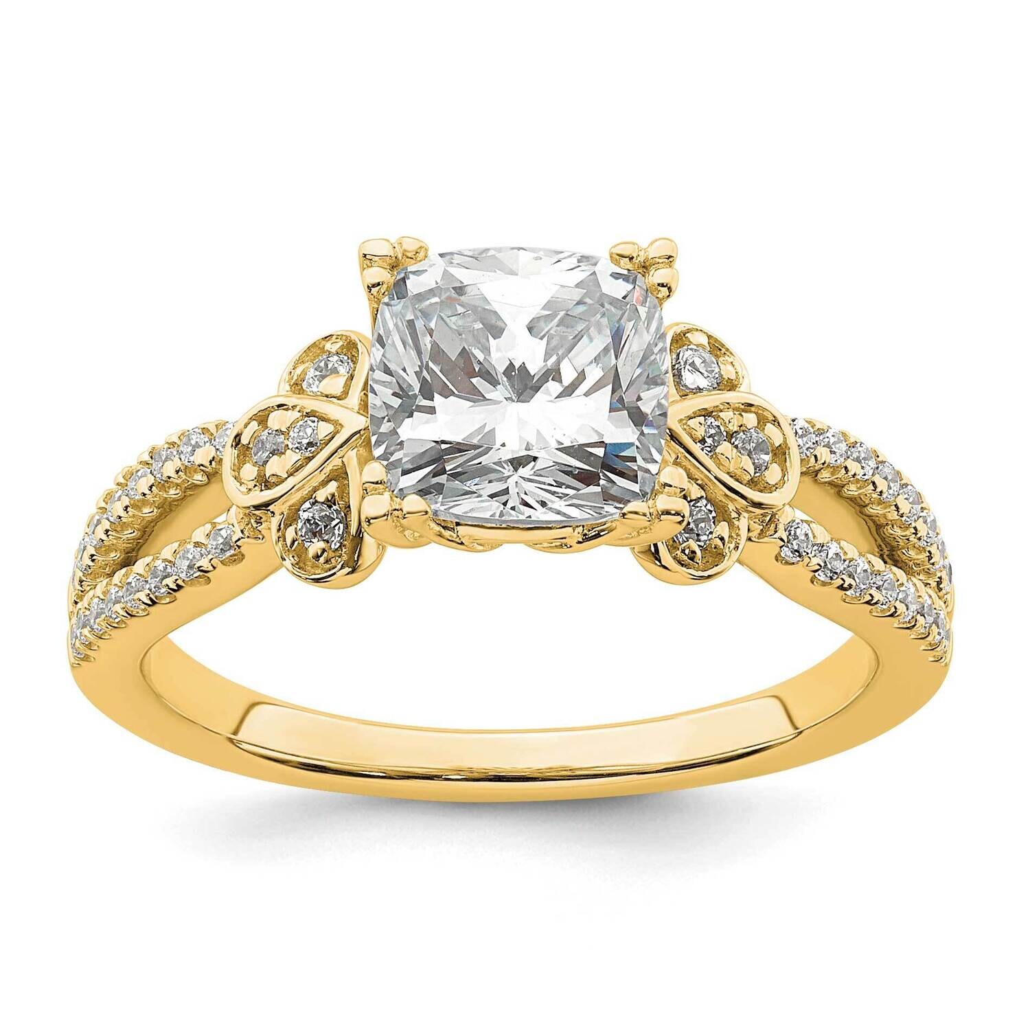 Split Shank Holds 1.5 Carat 7.00mm Cushion Center 1/4 Carat Diamond Semi-Mount Engagement Ring 14k …