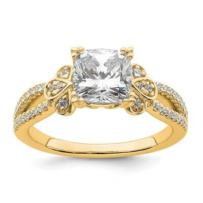 Split Shank Holds 1.5 Carat 7.00mm Cushion Center 1/4 Carat Diamond Semi-Mount Engagement Ring 14k …
