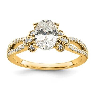 Split Shank Holds 1 Carat 8.00X6.1mm Oval Center 1/6 Carat Diamond Semi-Mount Engagement Ring 14k G…