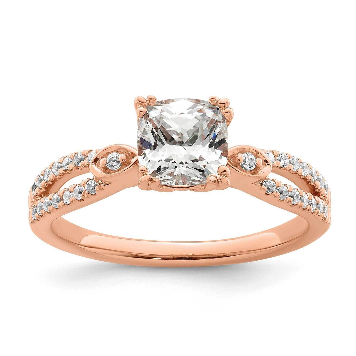 Split Shank Holds 1 Carat 6.00mm Cushion Center 1/6 Carat Diamond Semi-Mount Engagement Ring 14k Ro…